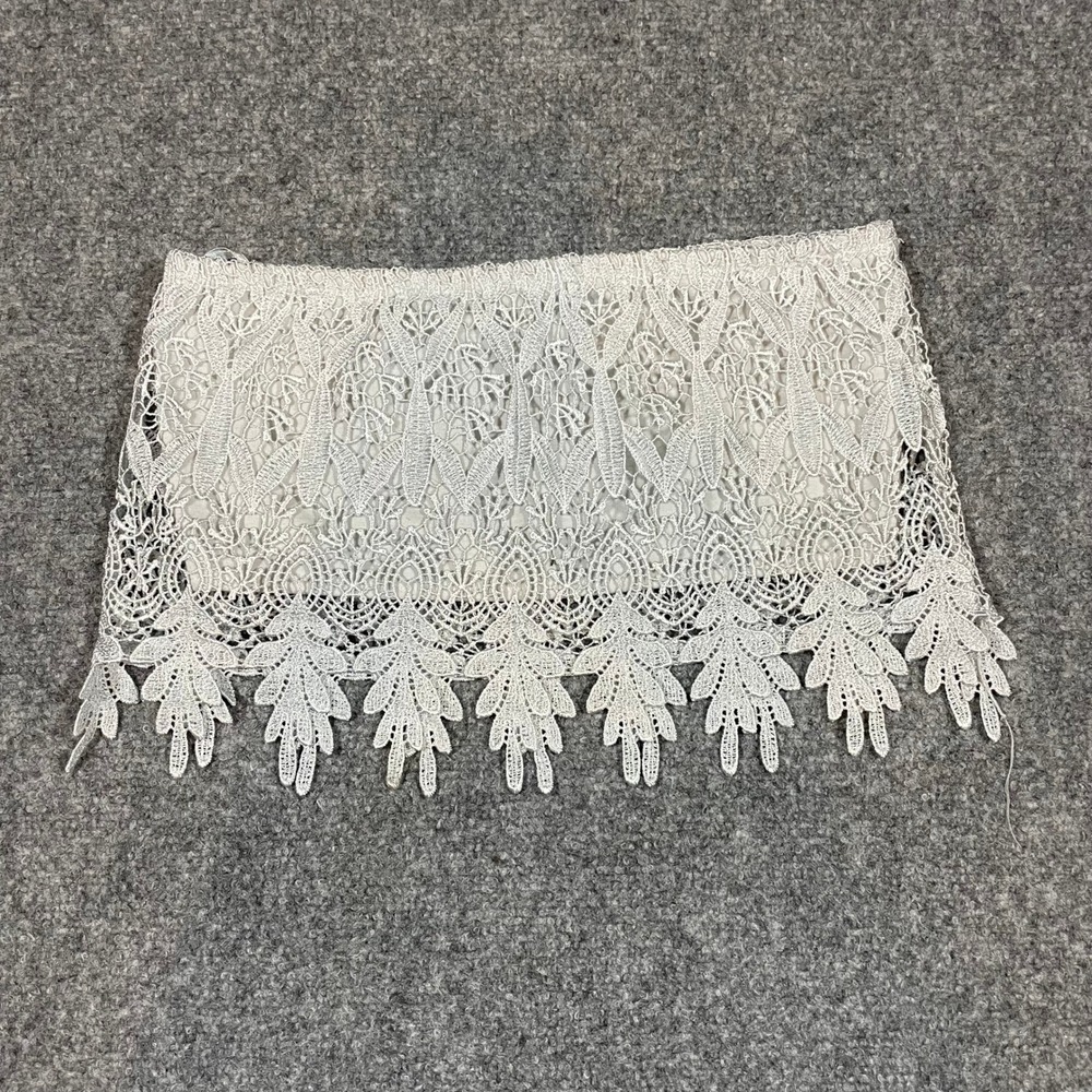 Paper Heart‎ Lace Tube Top Womens Size 8 White Strapless Scalloped Boho L162